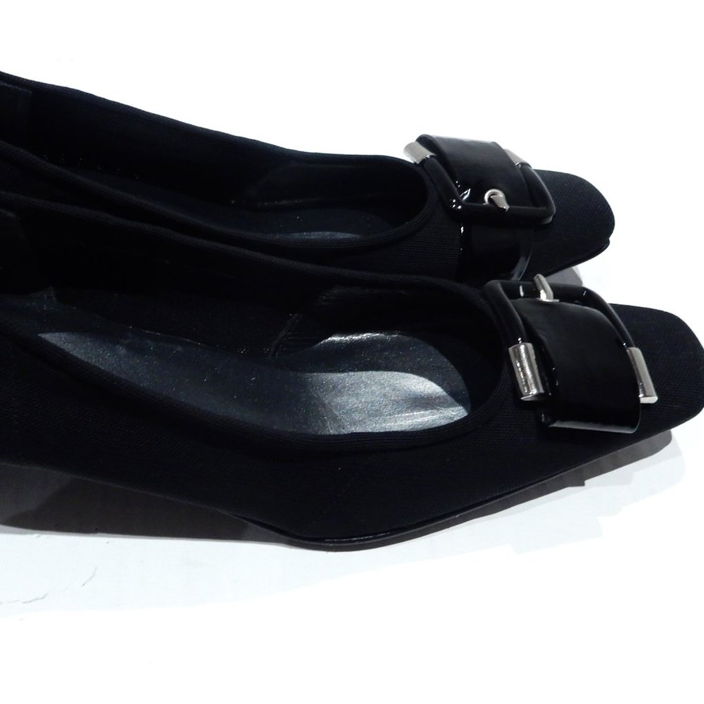 Stuart Weitzman Black Nylon / Patent Pumps in 8M (NEW)